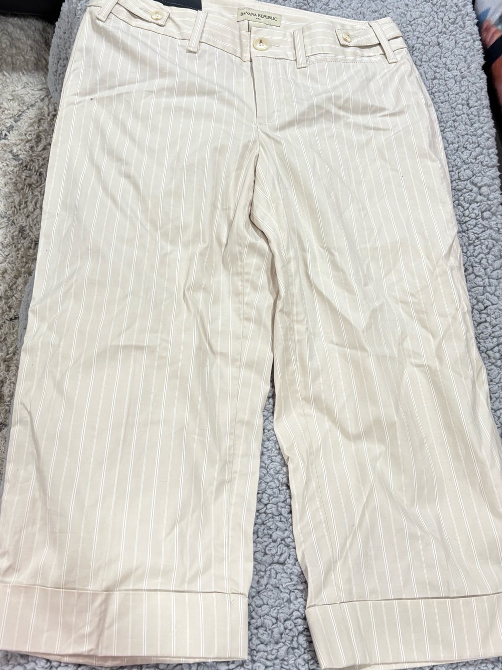 Banana Republic Cream Pinstripe Chinos
